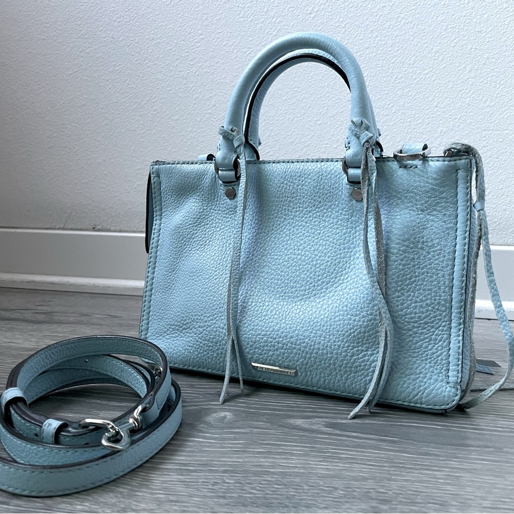 Rebecca Minkoff Micro Regan Leather Satchel Crossbody with studs & fringes - Picture 4 of 5